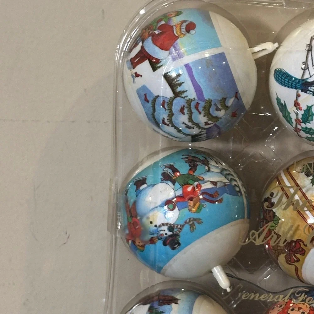 Vintage General Foam Plastics Art Collection Christmas Ornaments Set of 9 White